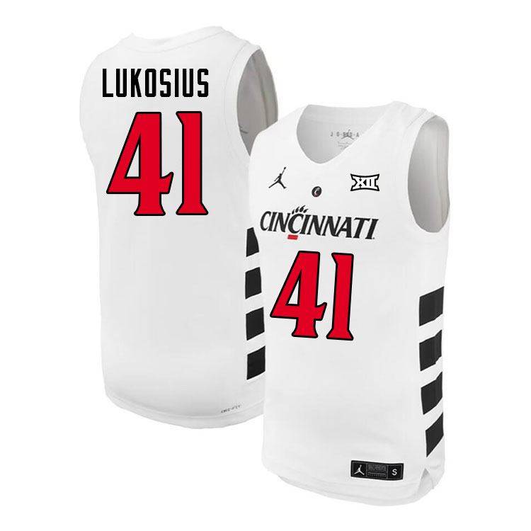 Simas Lukosius Cincinnati Jersey,Cincinnati Bearcats #41 Simas Lukosius Basketball Jersey Kids-White